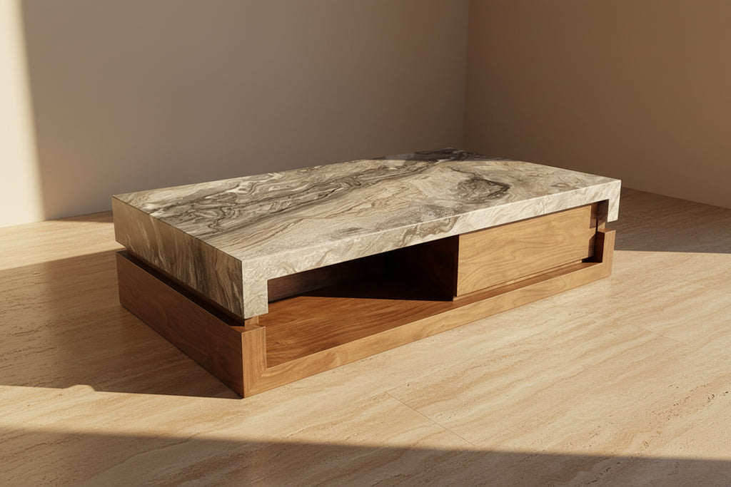 Marble Finish Storage Table