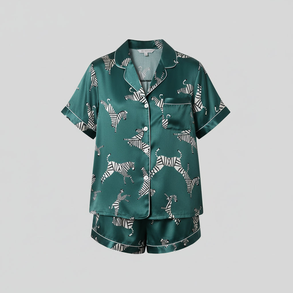 Printed Silk Short Pyjama Set