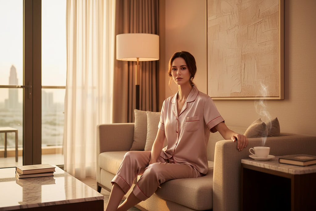 Solid Silk Short-Sleeve Set