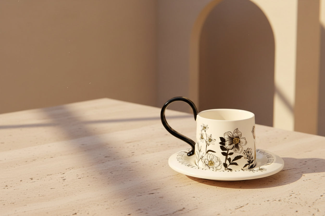 Floral Ceramic Cup & Saucer Set