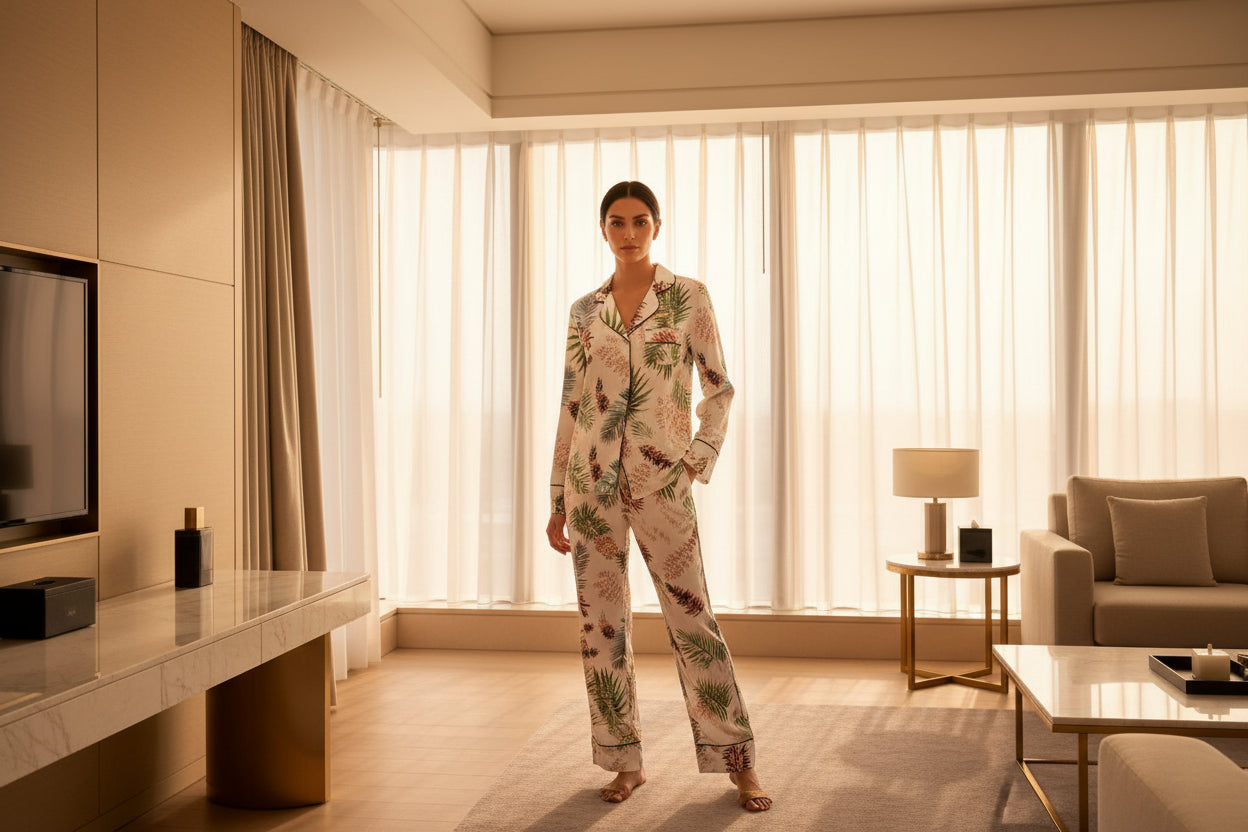 Floral Silk Trouser Pyjama Set