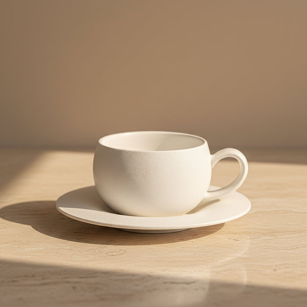 Hand-Painted Ceramic Cup & Saucer