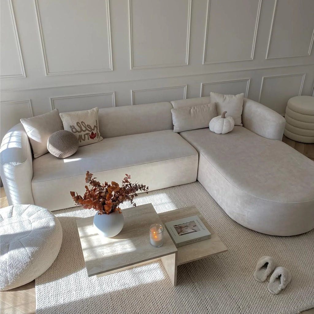 Velvet L-Shape Sofa Bed
