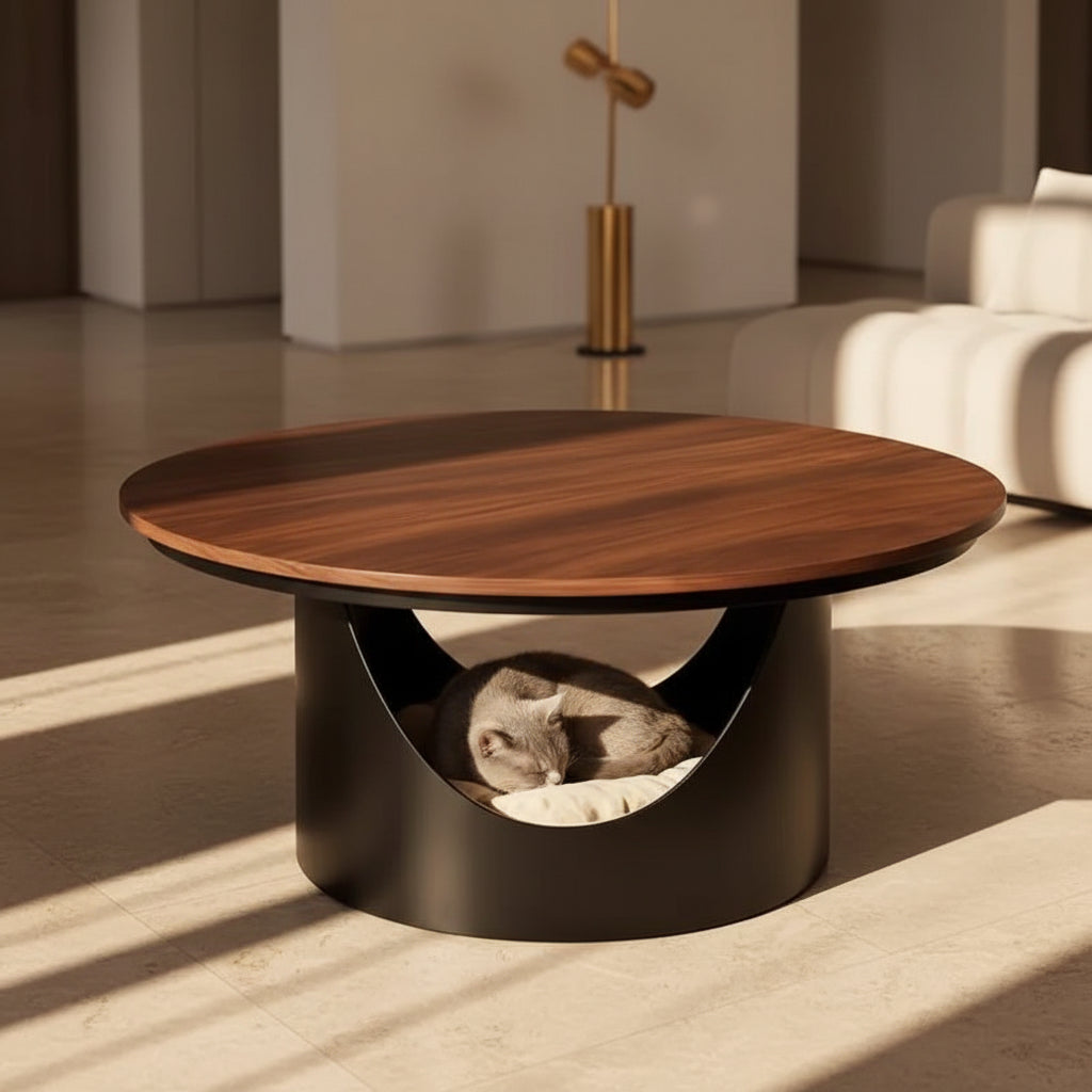 Round Walnut Coffee Table