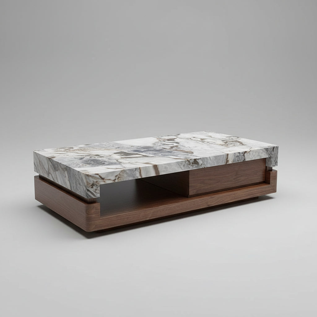 Marble Finish Storage Table