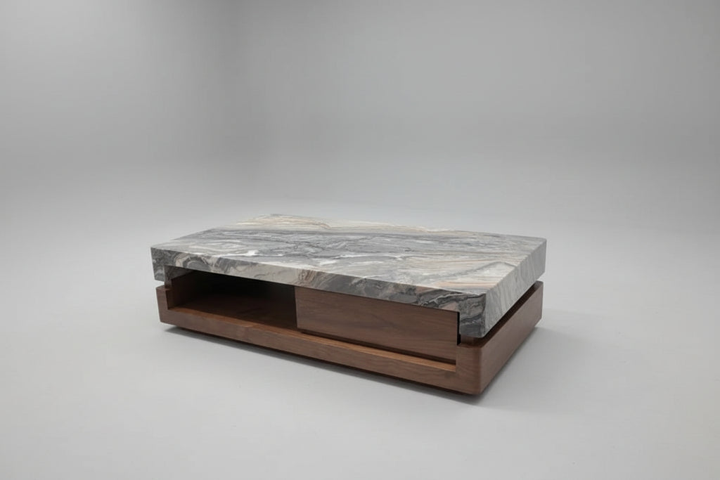 Marble Finish Storage Table