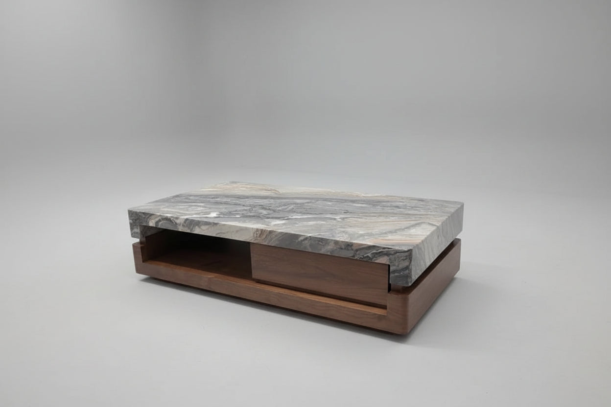 Marble Finish Storage Table