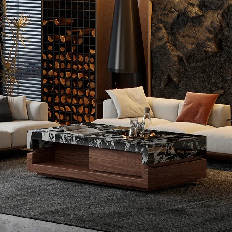 Marble Finish Storage Table