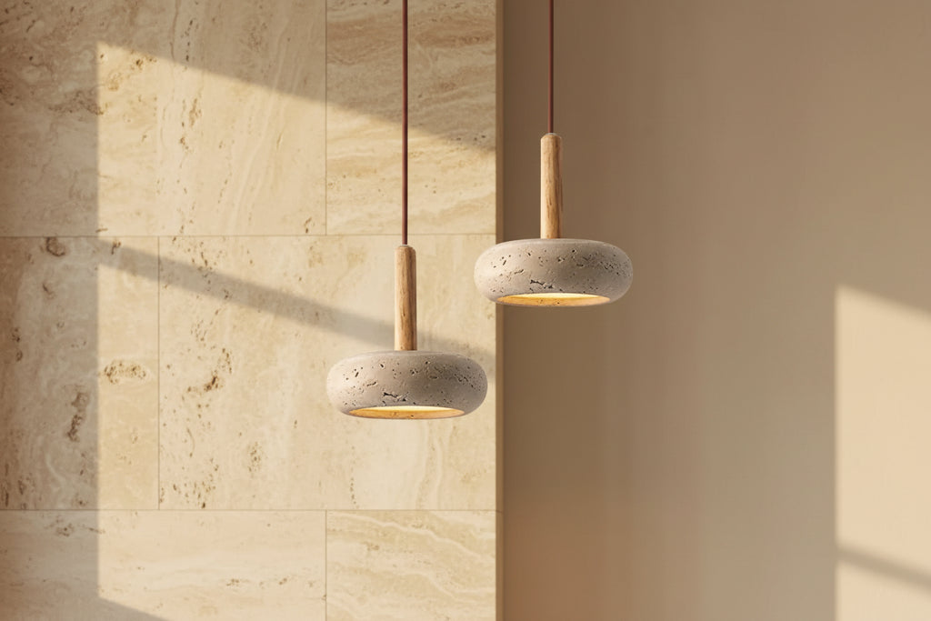 Travertine Disc Pendant Light