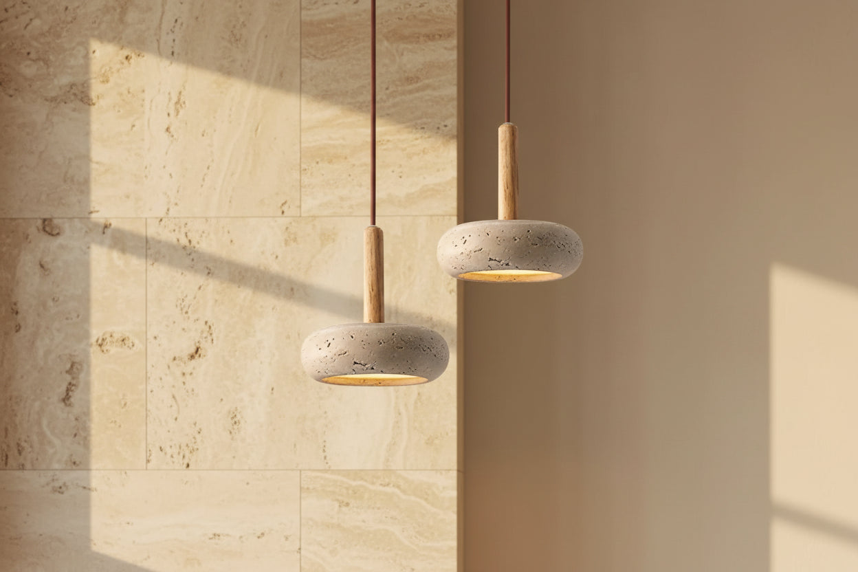 Travertine Disc Pendant Light