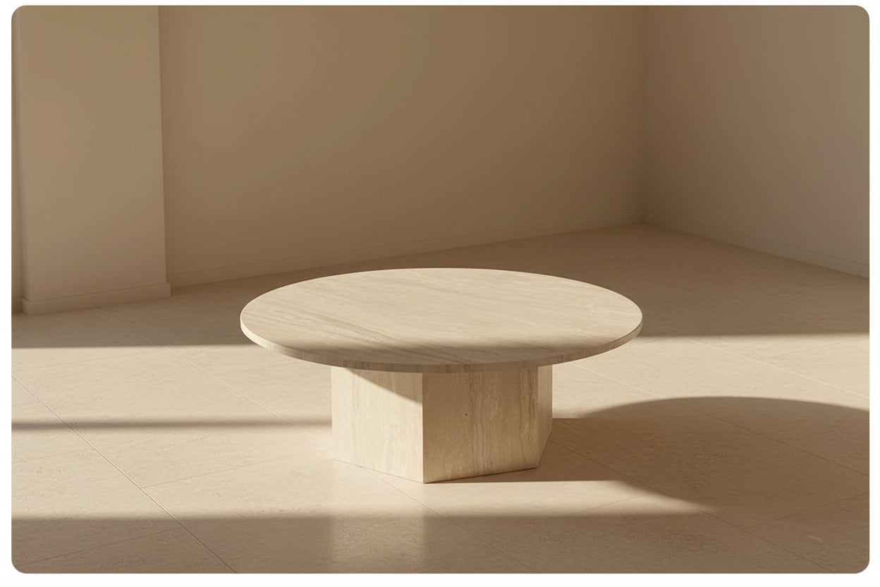 Travertine Column Side Table