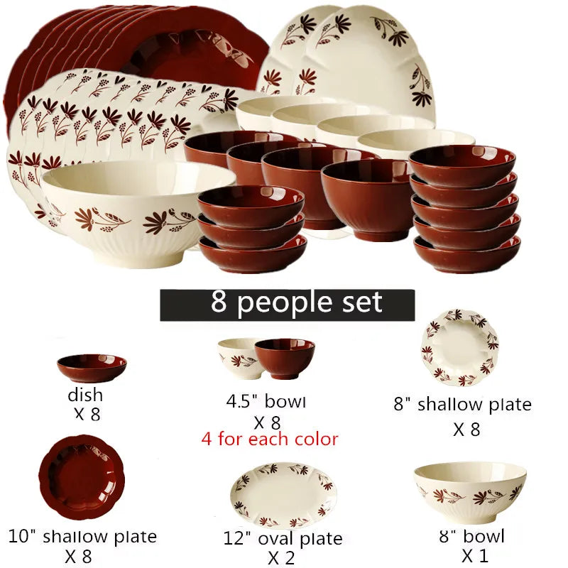 Floral Porcelain Tableware Set