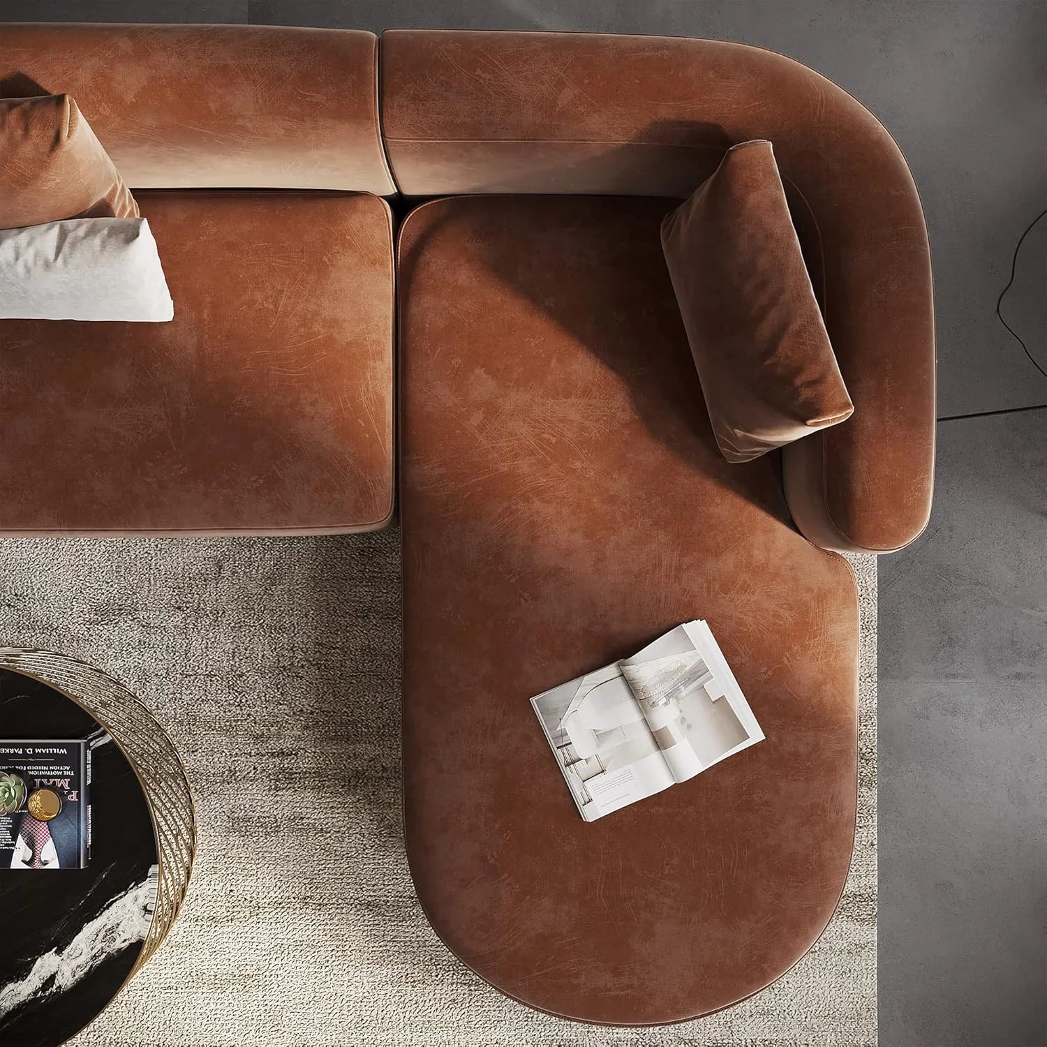 Velvet Chaise Sectional