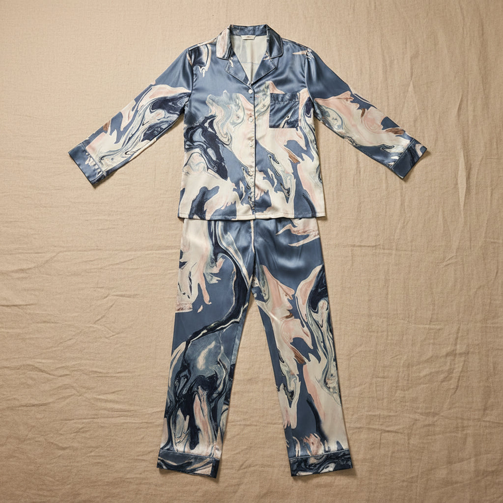 Stone Print Silk Pyjama Set