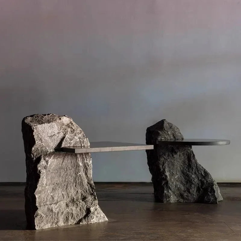 Sculptural Marble-Effect Coffee Table