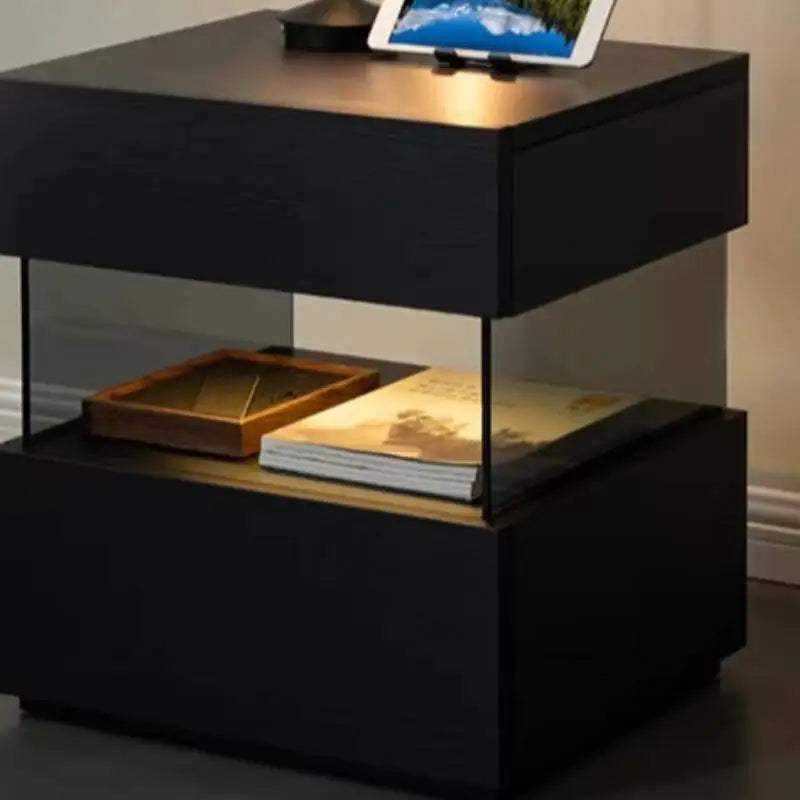 Wood Nightstand with Induction Light