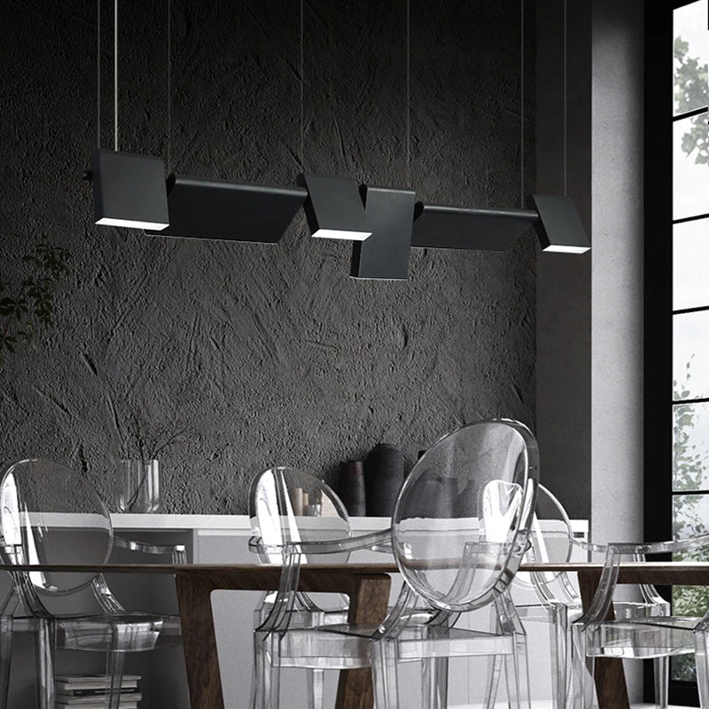 Rotatable Black Linear Chandelier