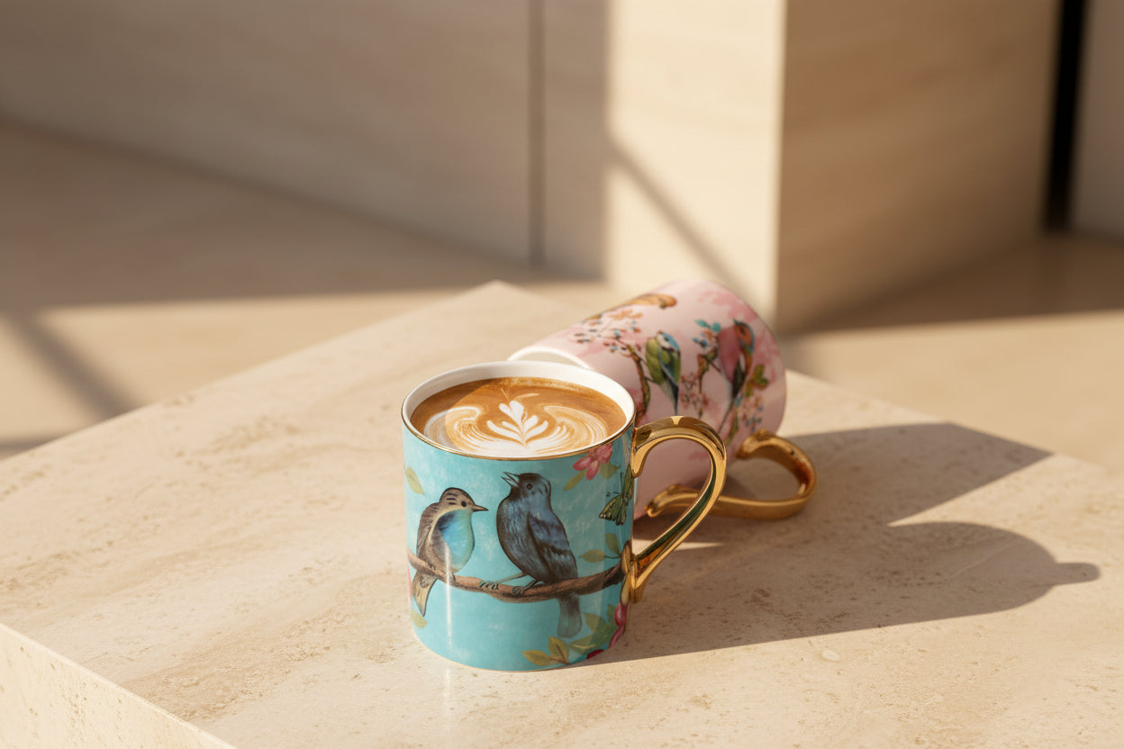 Floral Bone China Mug Set