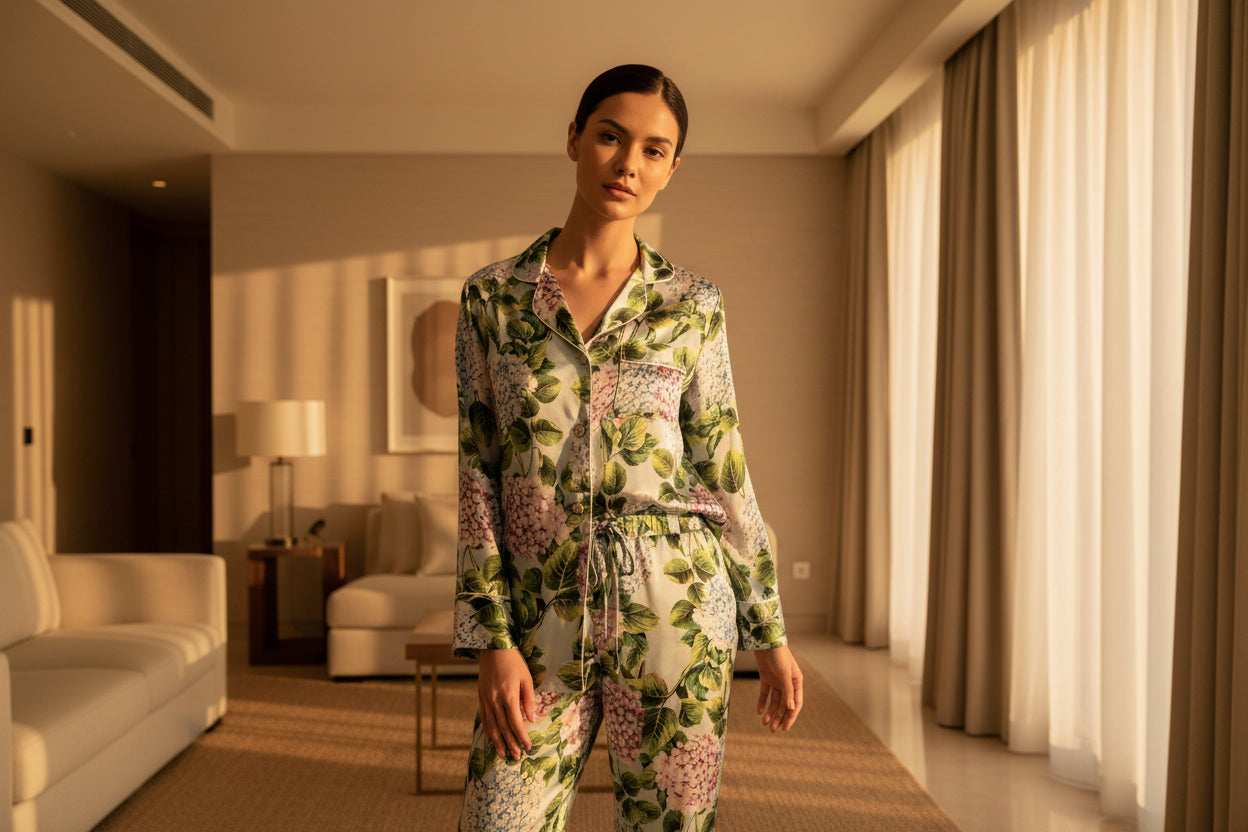 Floral Silk Trouser Pyjama Set