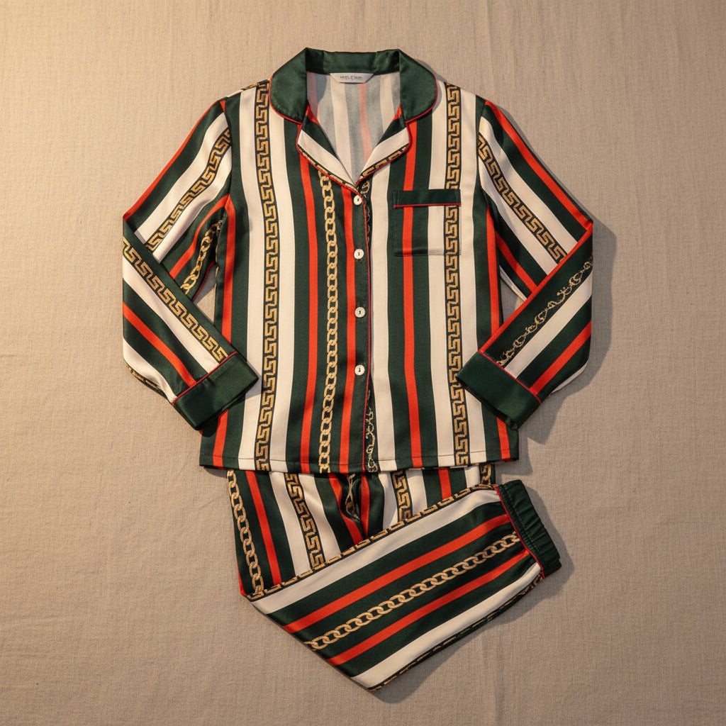 Chain Stripe Silk Set