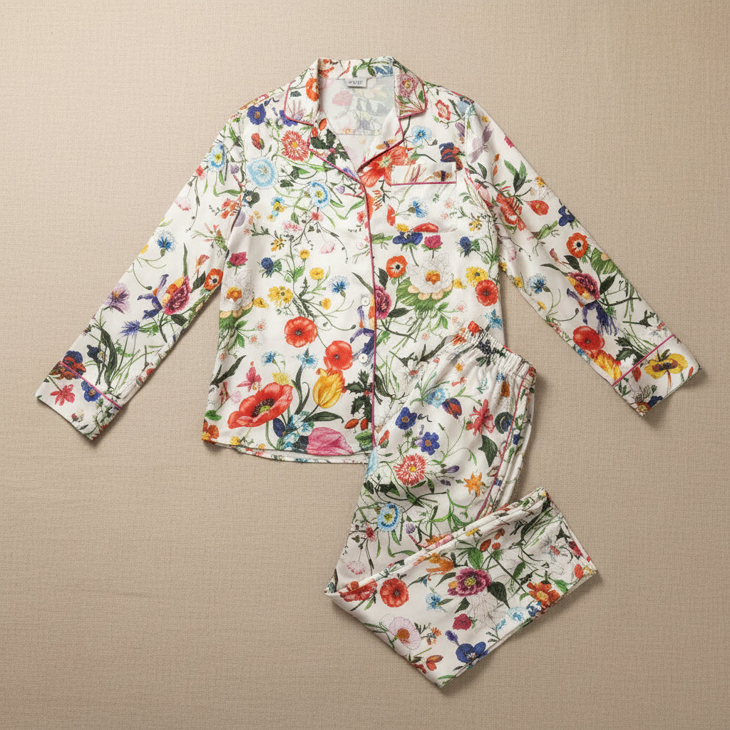 Floral Silk Trouser Pyjama Set