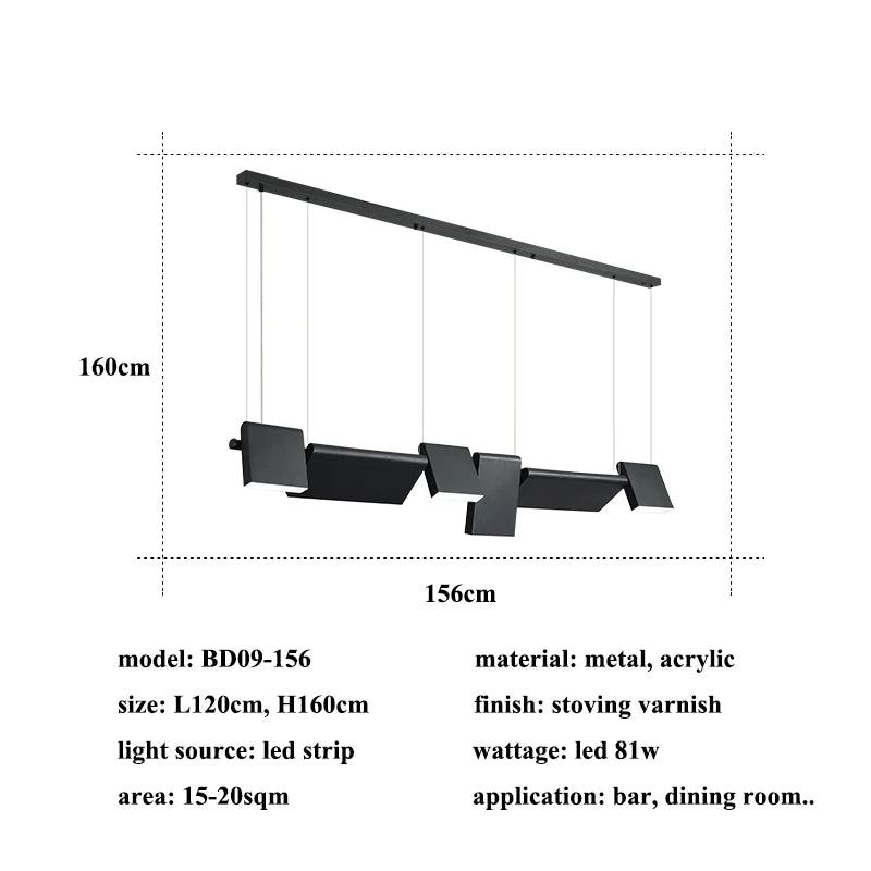 Rotatable Black Linear Chandelier