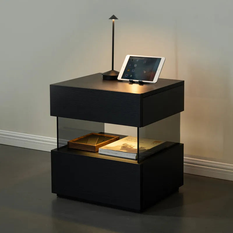 Wood Nightstand with Induction Light