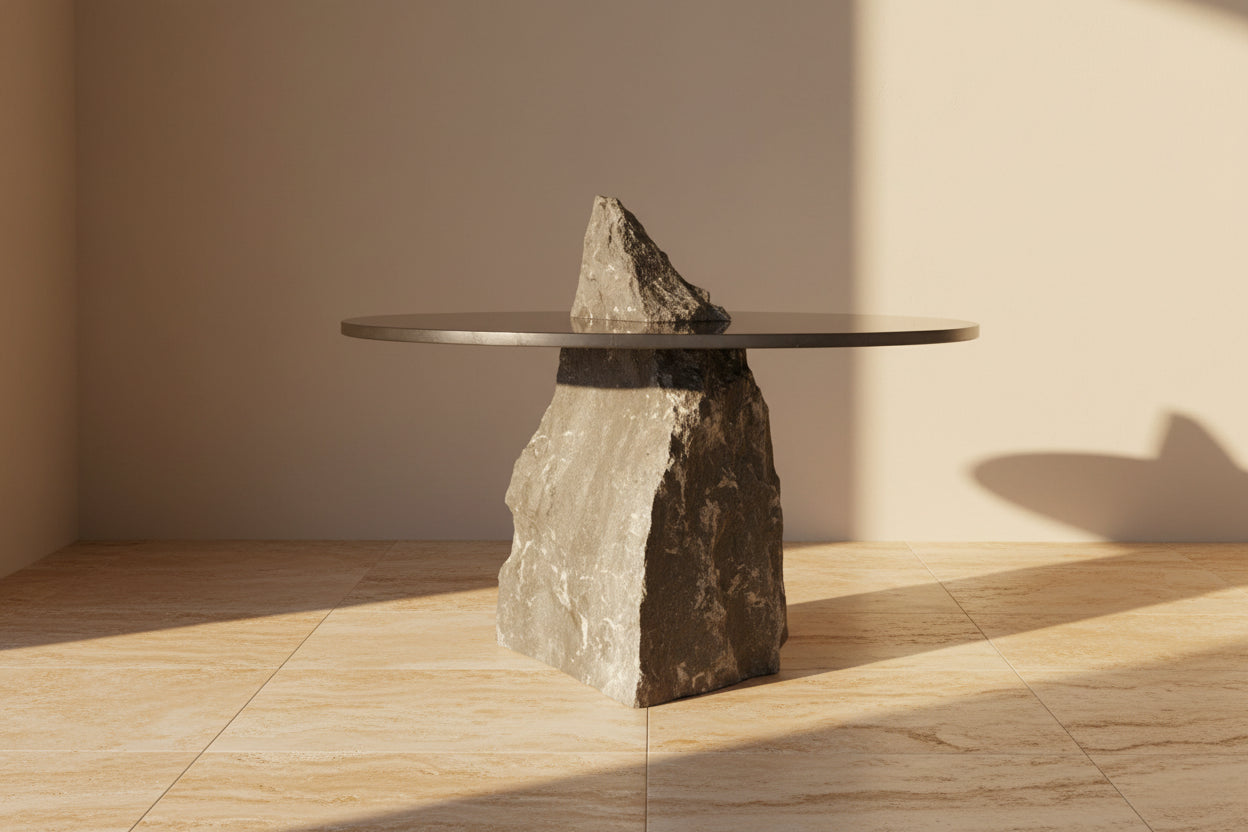 Sculptural Marble-Effect Coffee Table