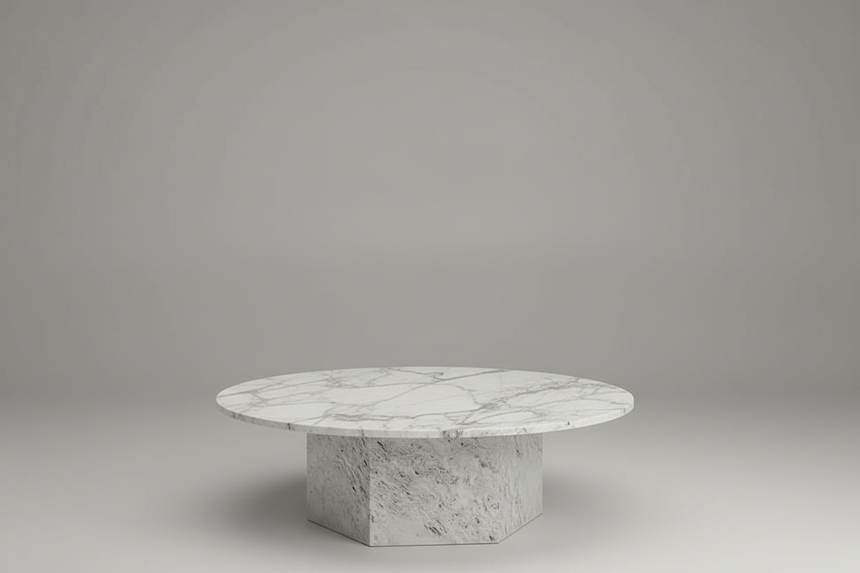 Travertine Column Side Table