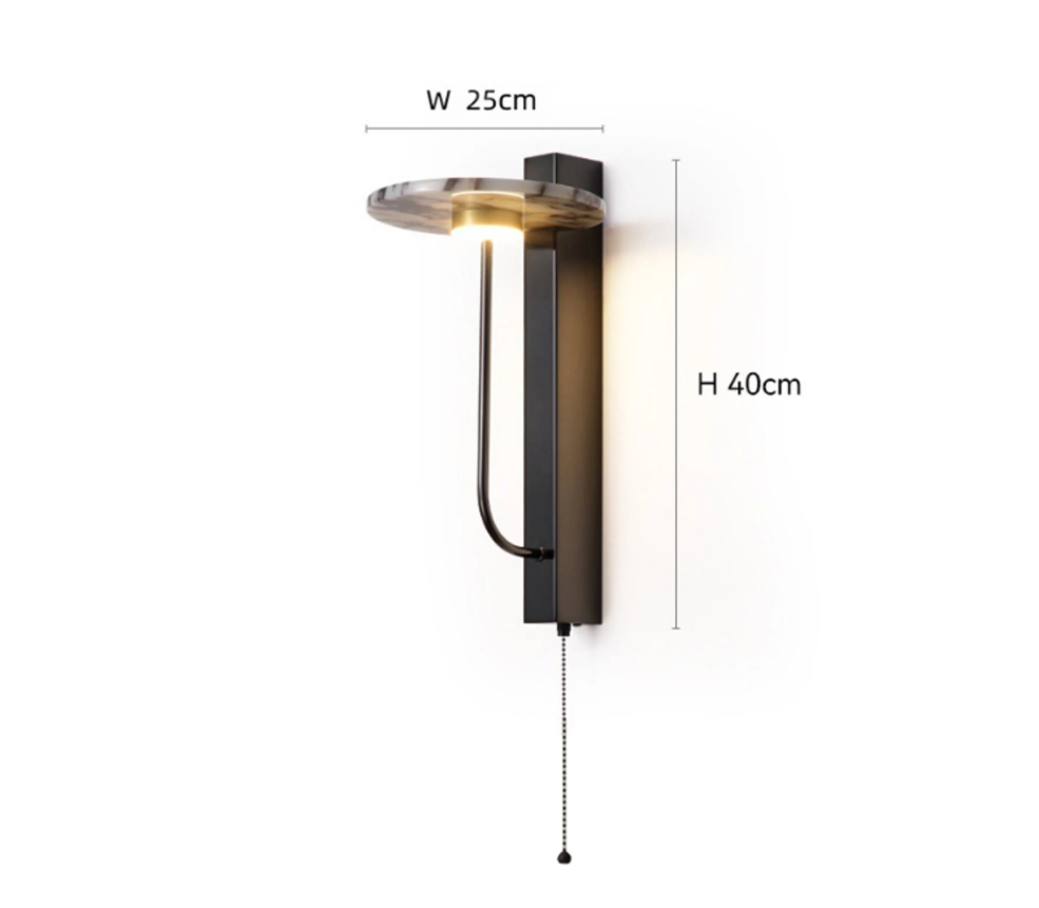 Wood and Marble Wall Lamp