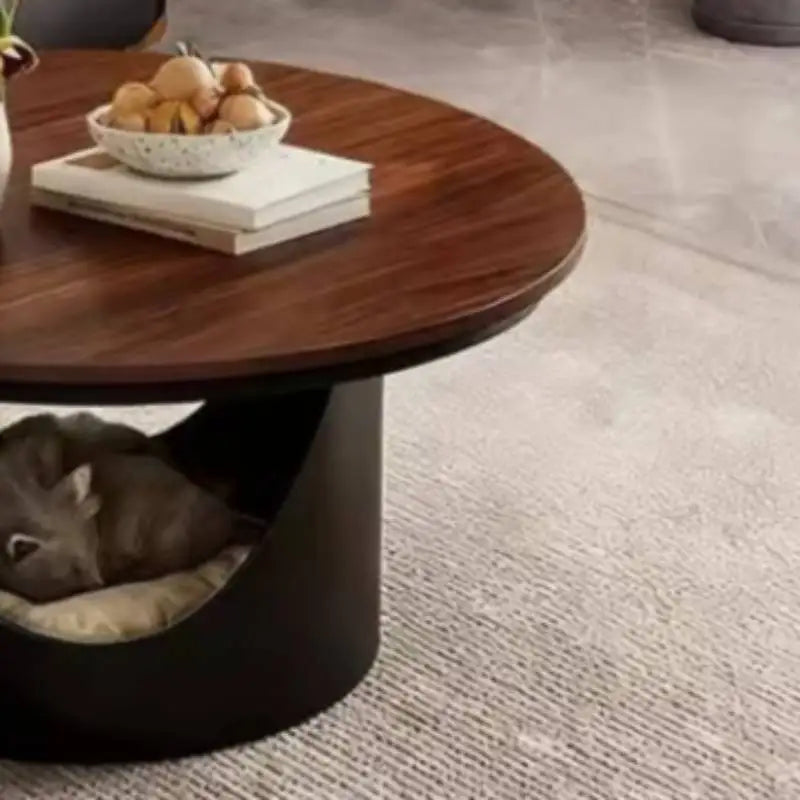 Round Walnut Coffee Table