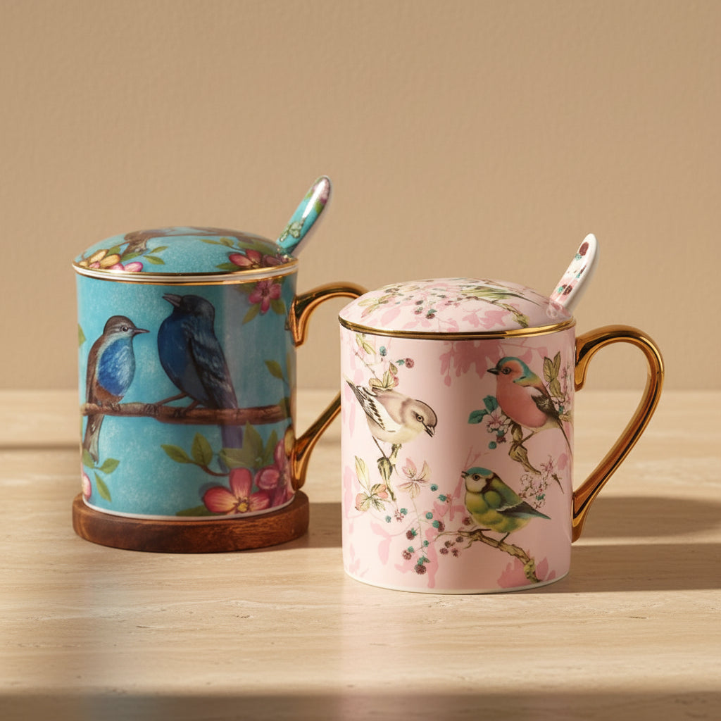 Floral Bone China Mug Set