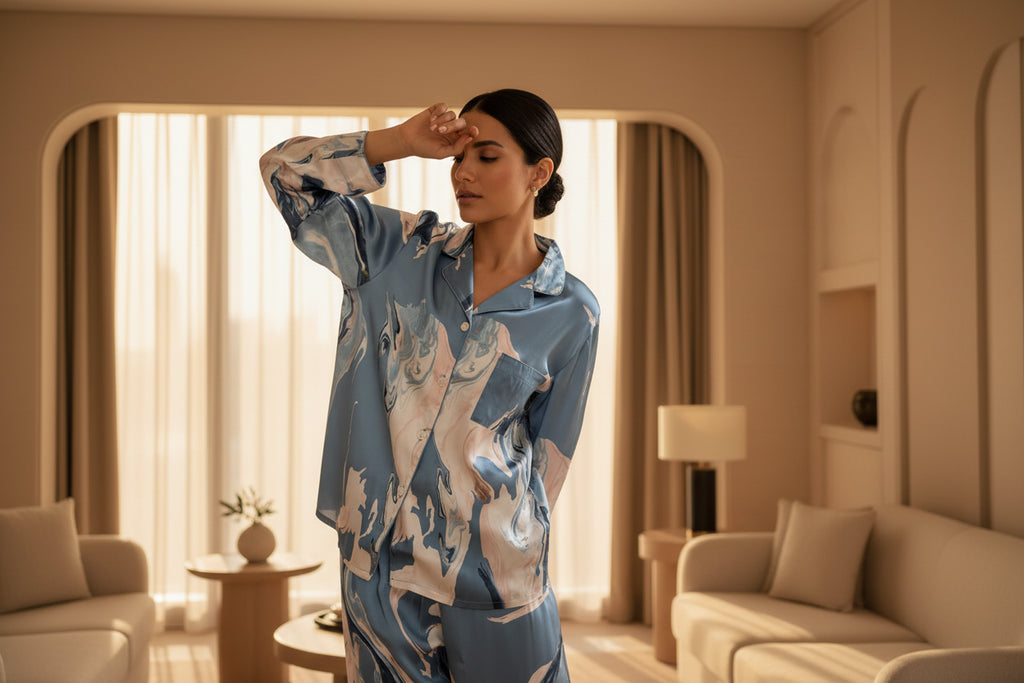 Stone Print Silk Pyjama Set