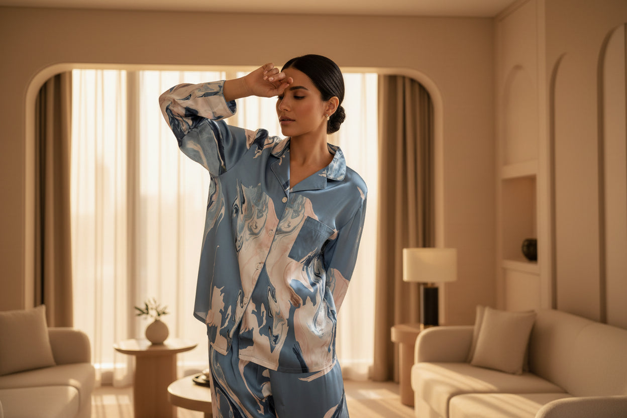 Stone Print Silk Pyjama Set