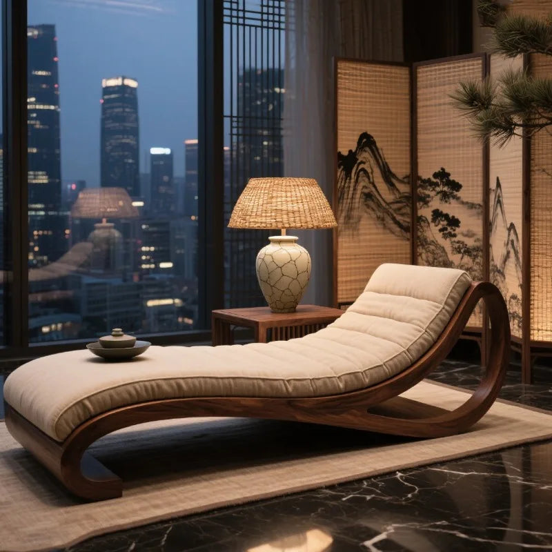 L-Shaped Wood Frame Sofa