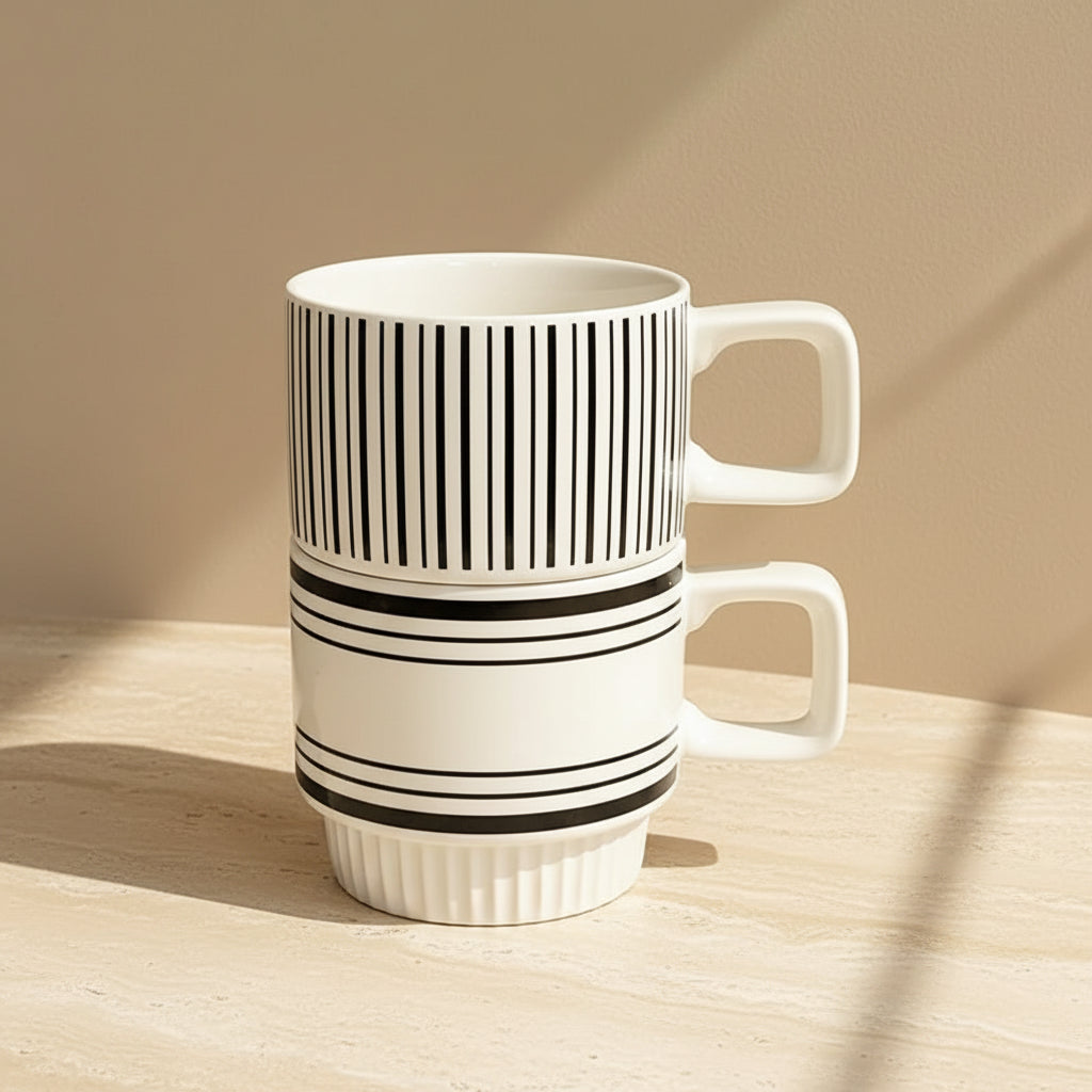 Stoneware Mug Set with Stand