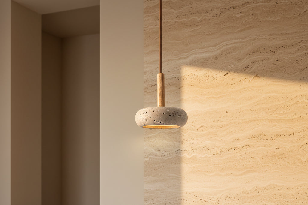 Travertine Disc Pendant Light