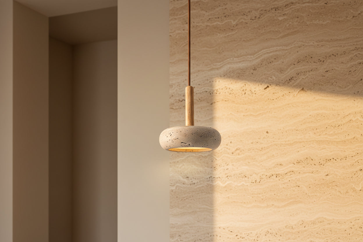 Travertine Disc Pendant Light