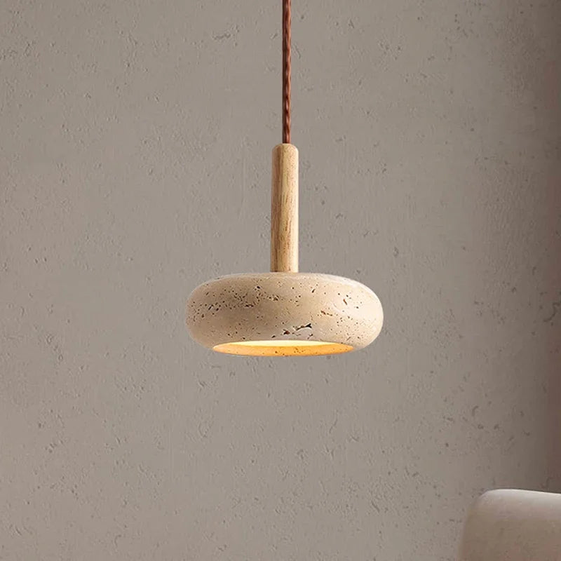 Travertine Disc Pendant Light