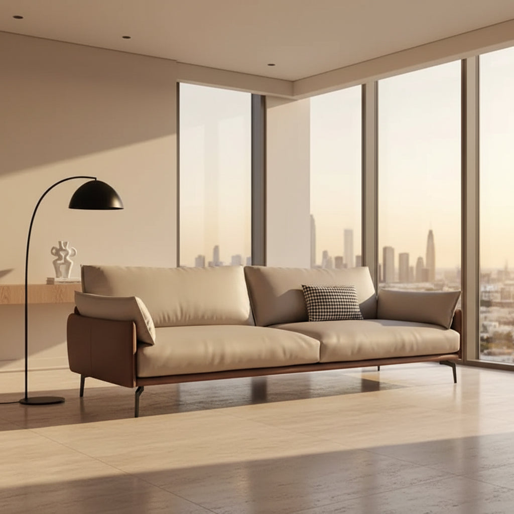 Textured Fabric Two-Seat Sofa