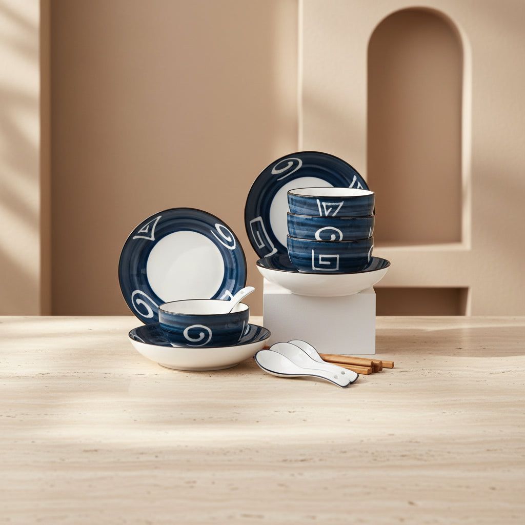 Blue Porcelain Dinnerware Set