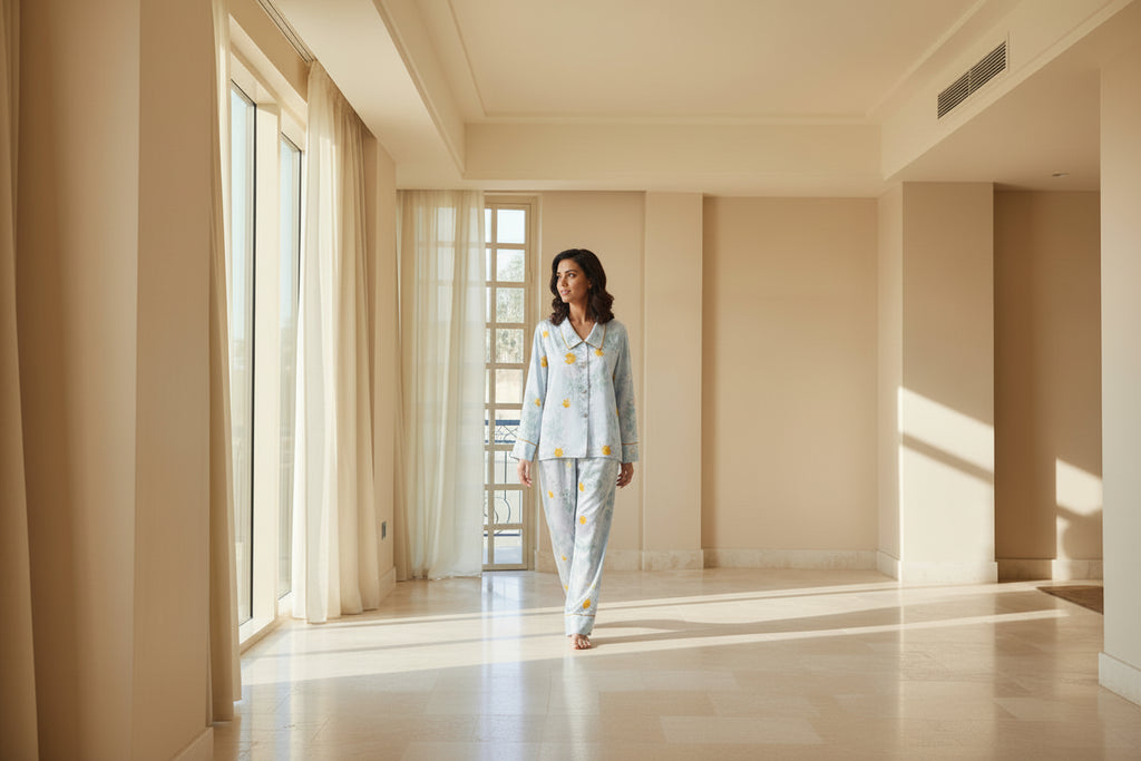 Daisy Print Silk Pyjama Set