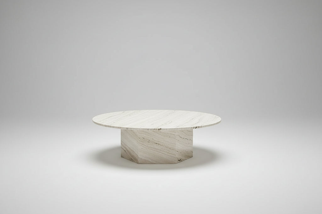 Travertine Column Side Table