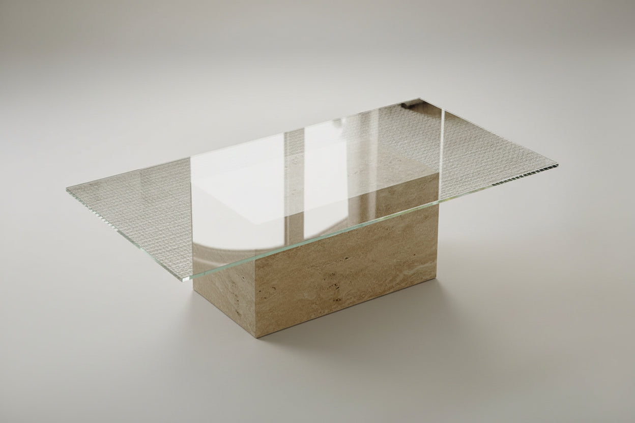 Travertine Glass Coffee Table
