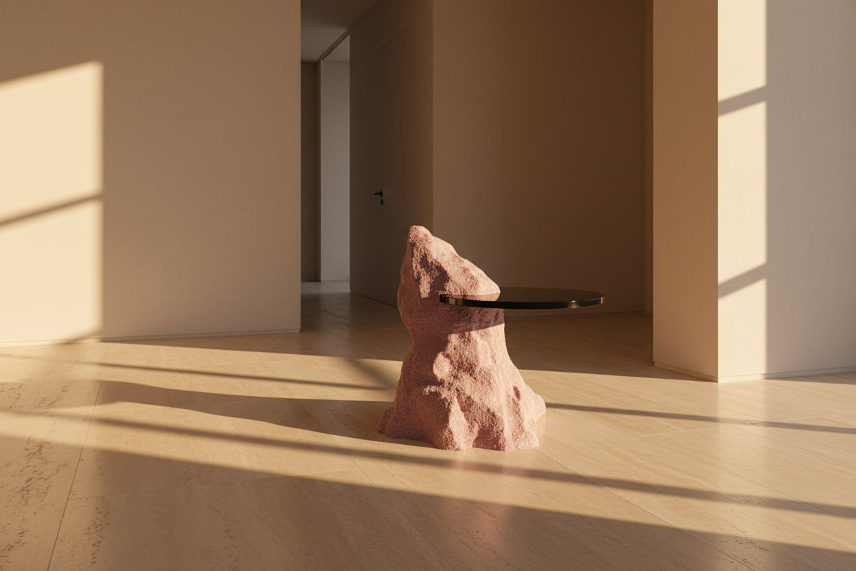 Sculptural Marble-Effect Coffee Table