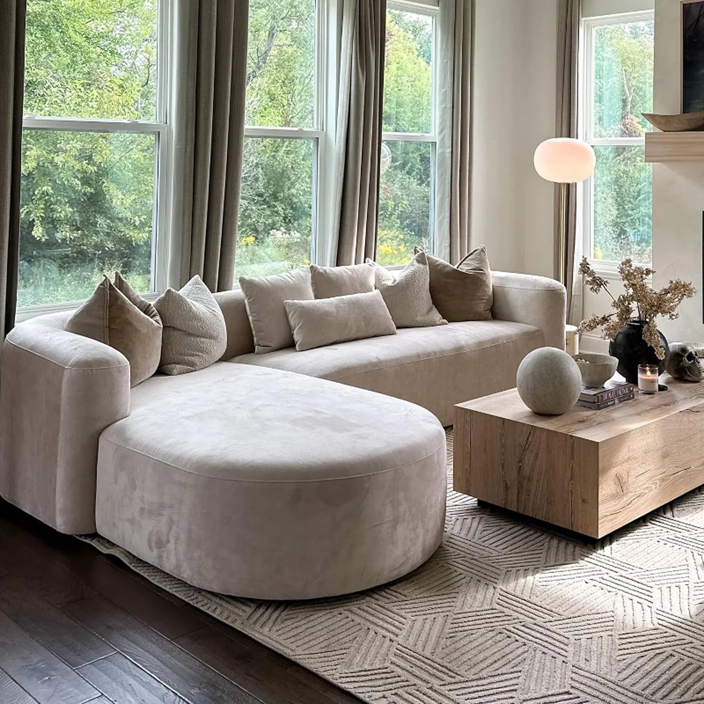 Velvet L-Shape Sofa Bed