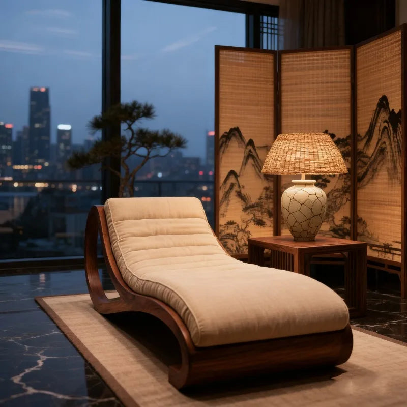 L-Shaped Wood Frame Sofa