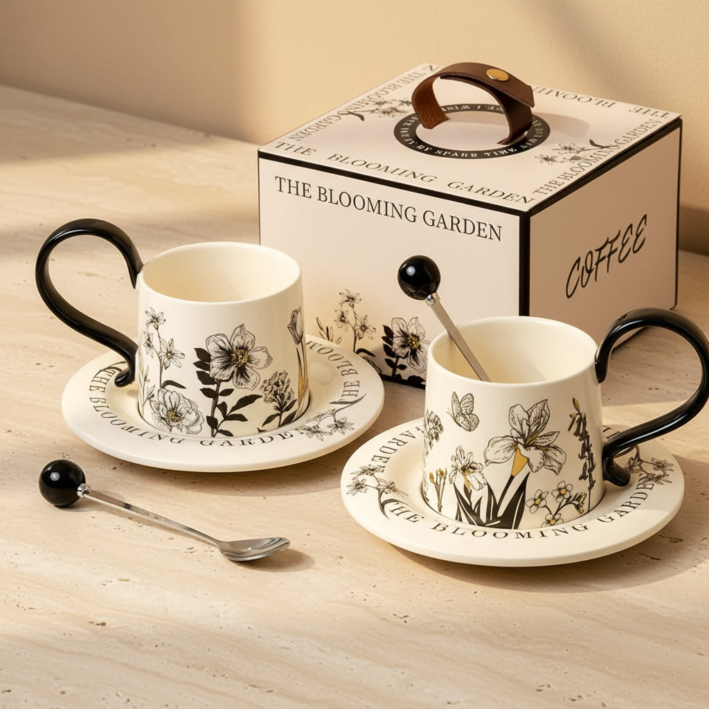Floral Ceramic Cup & Saucer Set