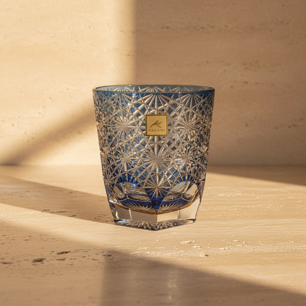 Blue Daisy Crystal Glass