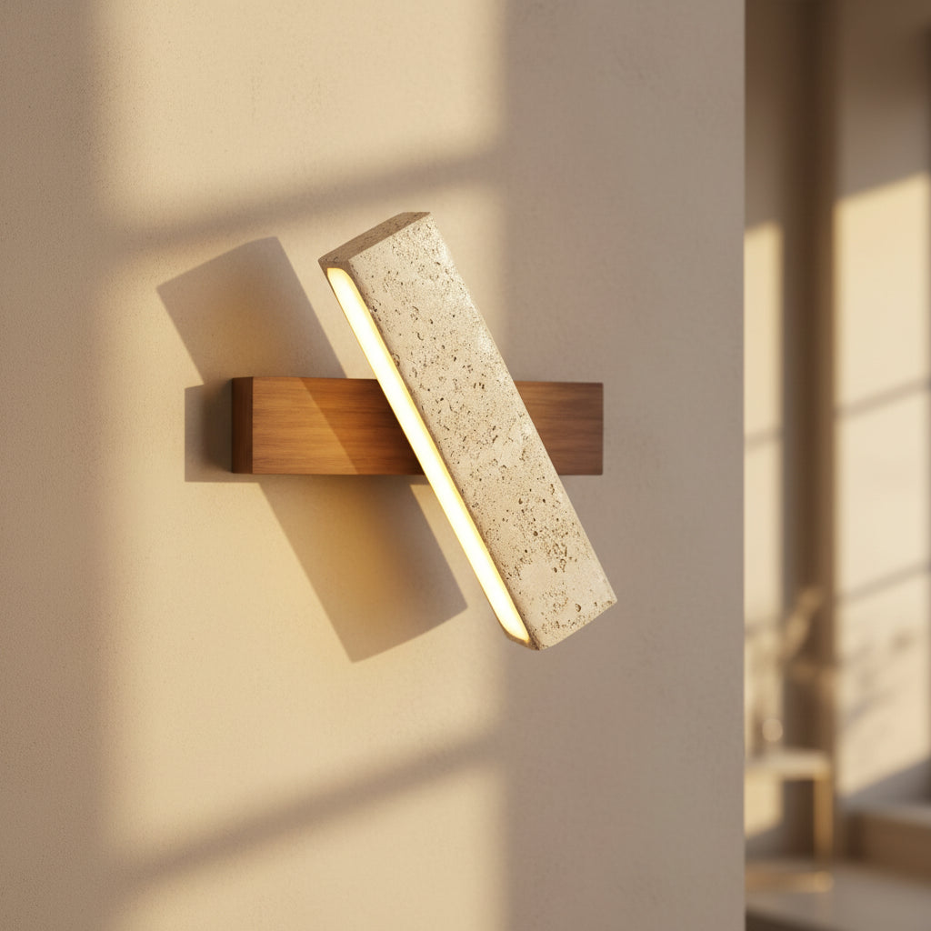 Stone & Wood Wall Sconce